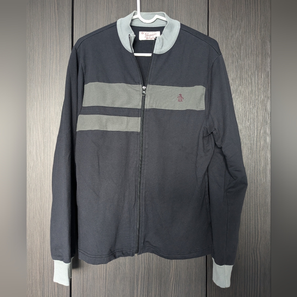 Original penguin zip sweatshirt jacket black mens L